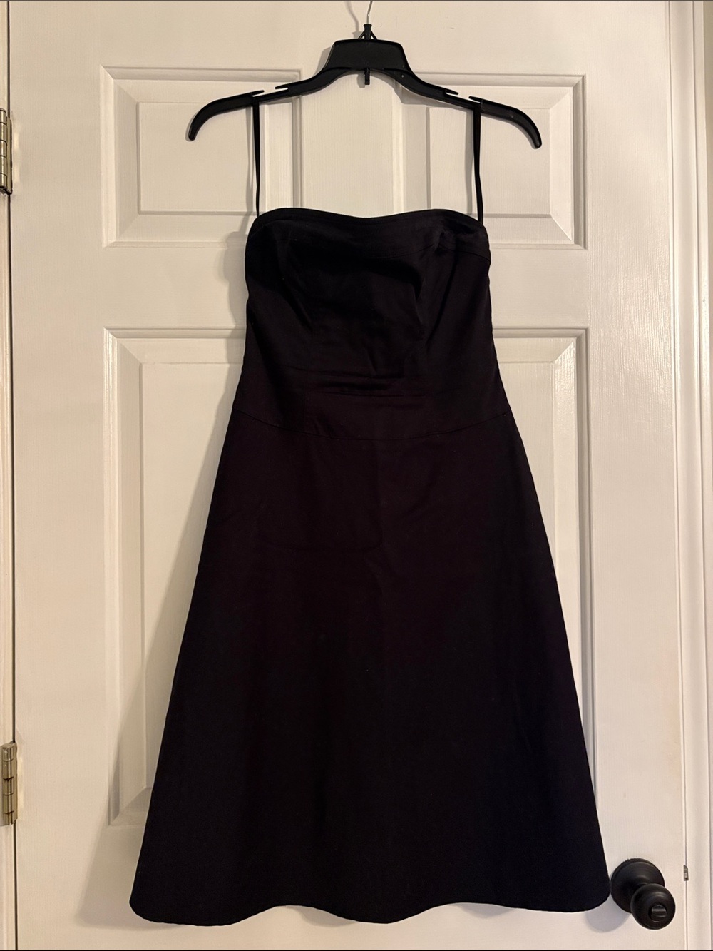 White House Black Market Black Linen Strapless A-Line Dress